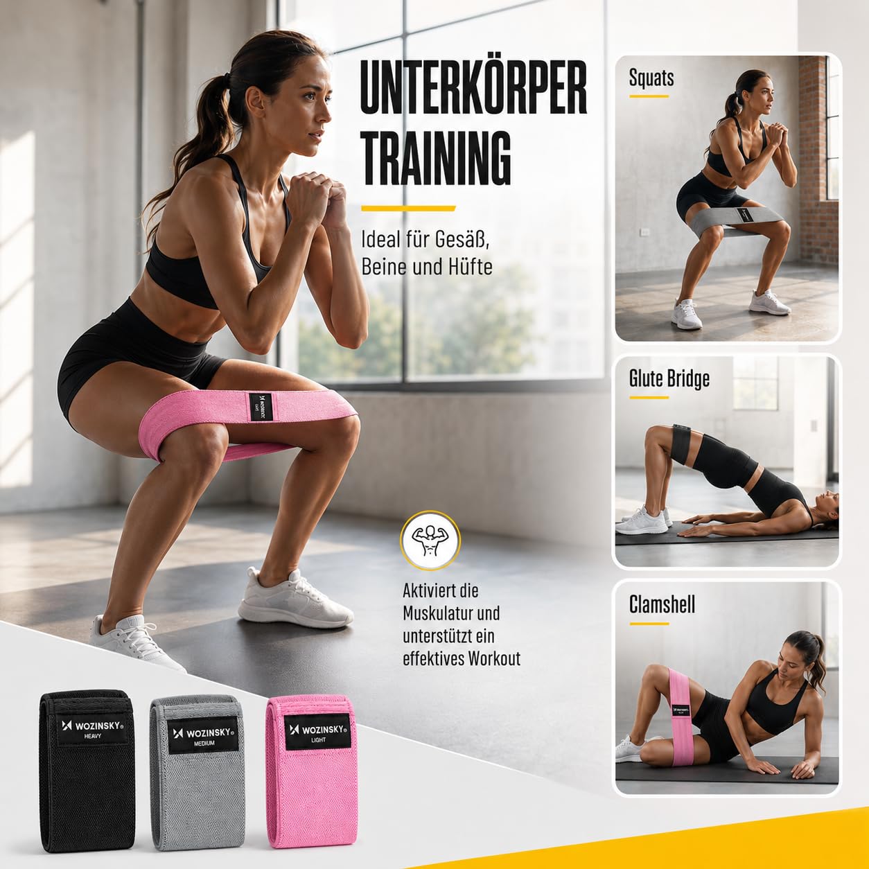 Wozinsky 3X Bandes Fitness Élastiques Musculation 3 Résistances