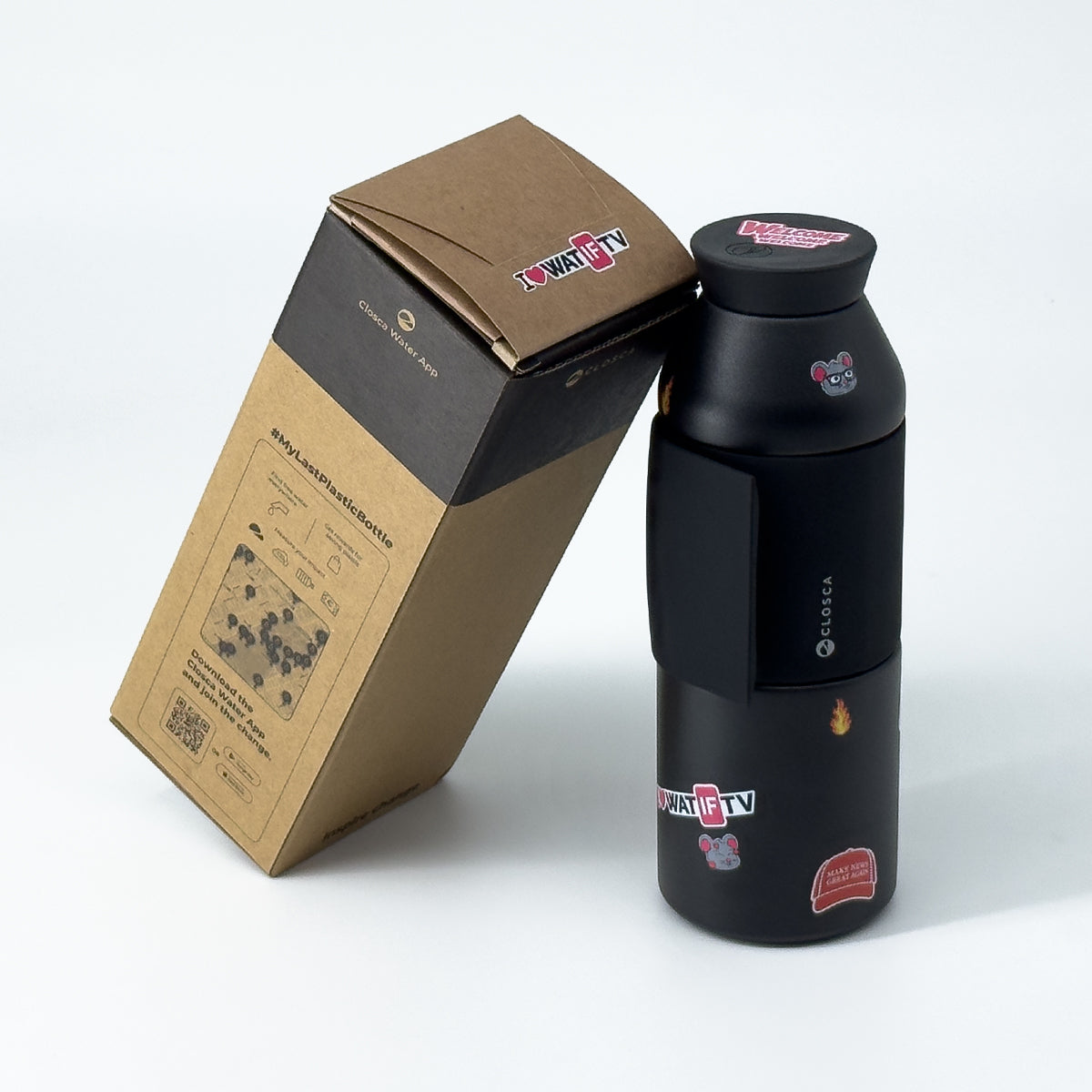 Closca Travel WATIF TV gourde isotherme 450ml stickers