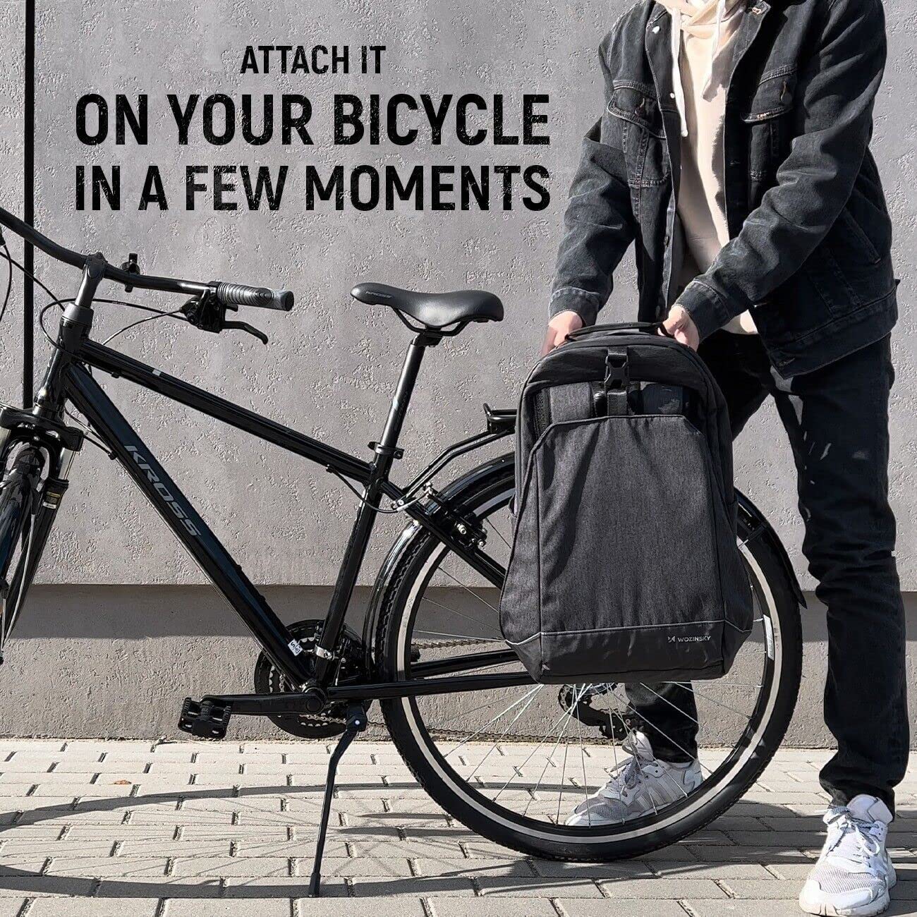 Wozinsky WBB33BK sac voyage vélo 40 L 2 en 1 étanche noir