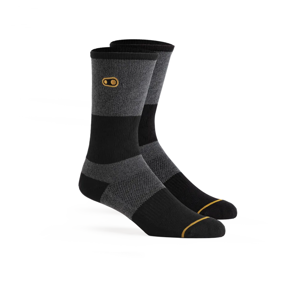 Crankbrothers Icon chaussettes vélo gris noir doré S/M