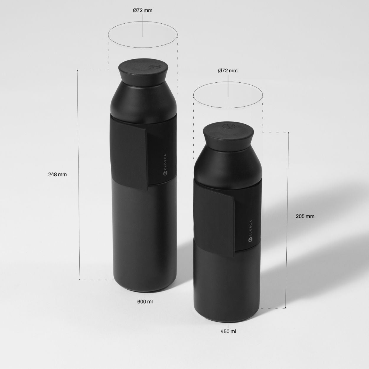 Closca Travel Black gourde isotherme 450 ml inox noir