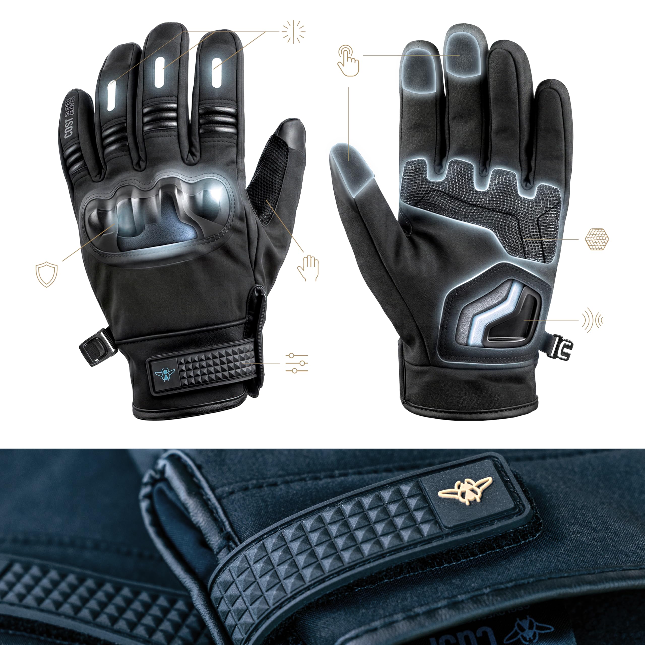 CASR Super Gloves Gant Moto Homologué Noir Taille M