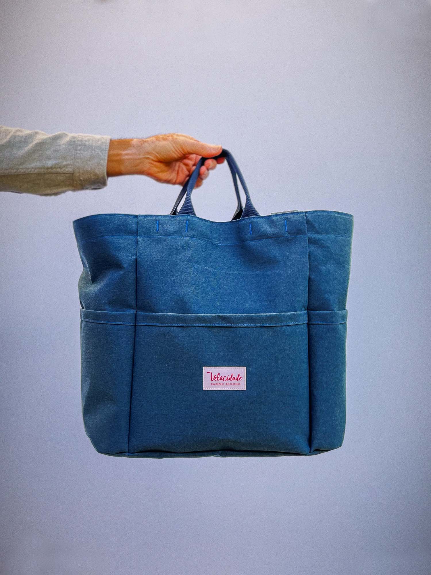 Atelier Velocidade Cabas XXL tote bag marine toile France