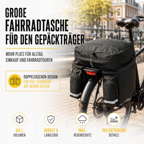 Wozinsky sacoche vélo porte-bagages 60L noir étanche